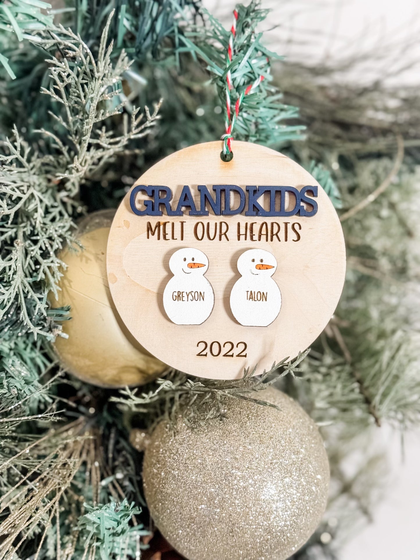 “Grandkids melt our hearts” ornament (Custom)