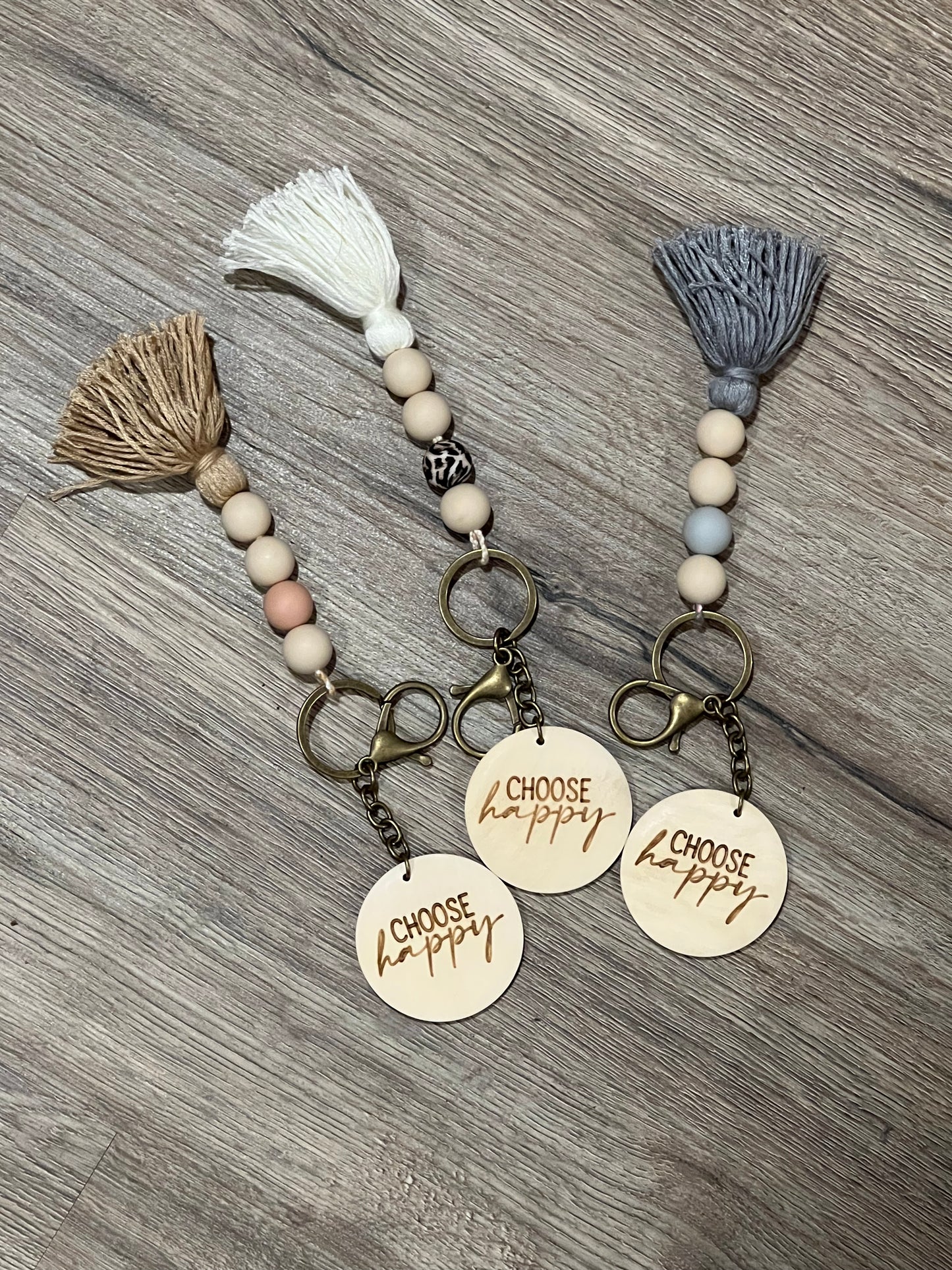 ‘Choose happy’ Tassel Keychain