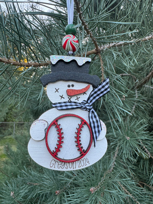 Sports Snowman Ornament (Custom)