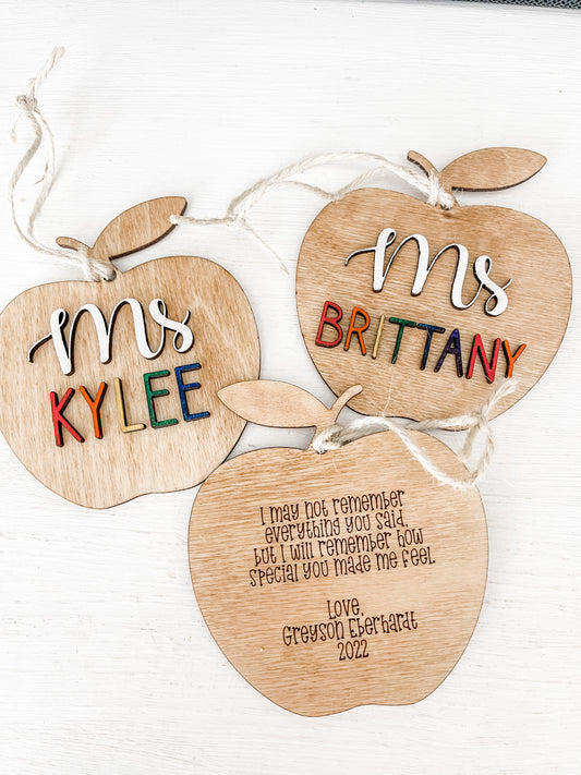 Wooden Apple Ornament (Custom)