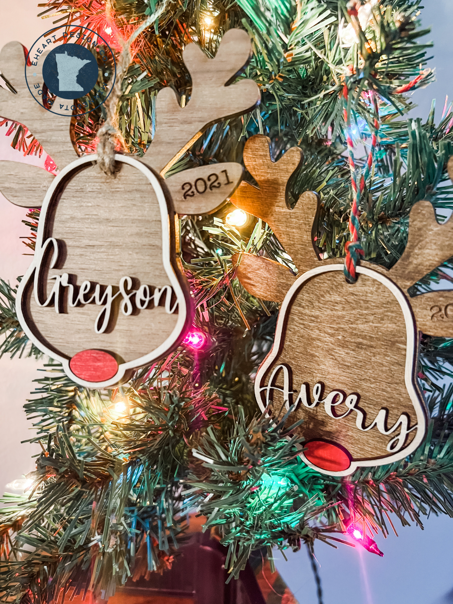 Reindeer Ornament and Stocking Tag (Custom)